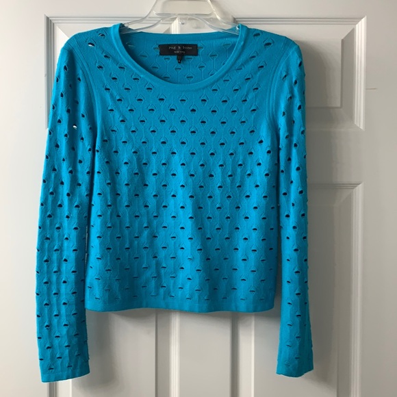 rag & bone Sweaters - Rag & Bone teal blue sweater with cutouts